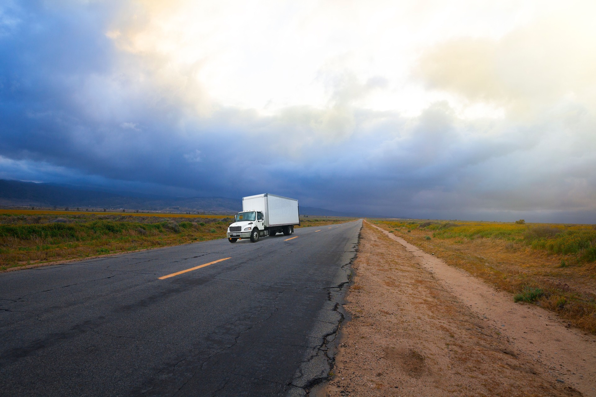White Truck on a country road